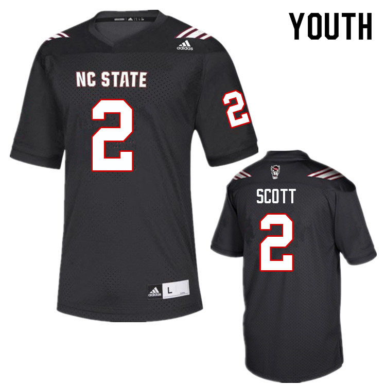 Youth #2 Jaylon Scott NC State Wolfpack College Football Jerseys Sale-Black